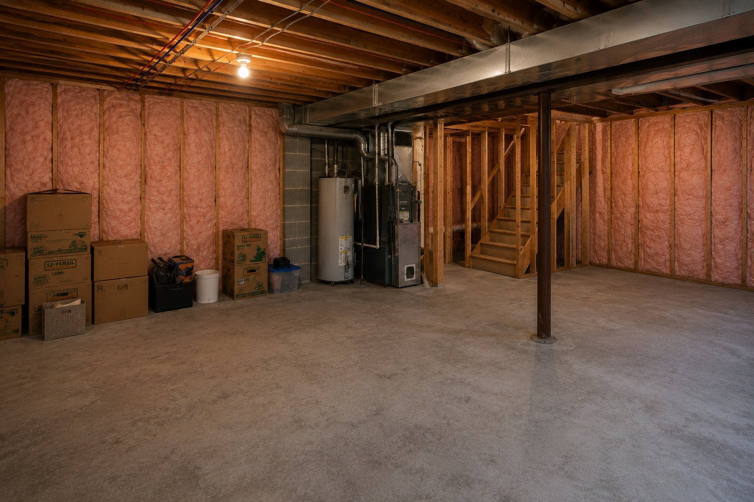 Unfinished basement before remodeling in Decatur, GA